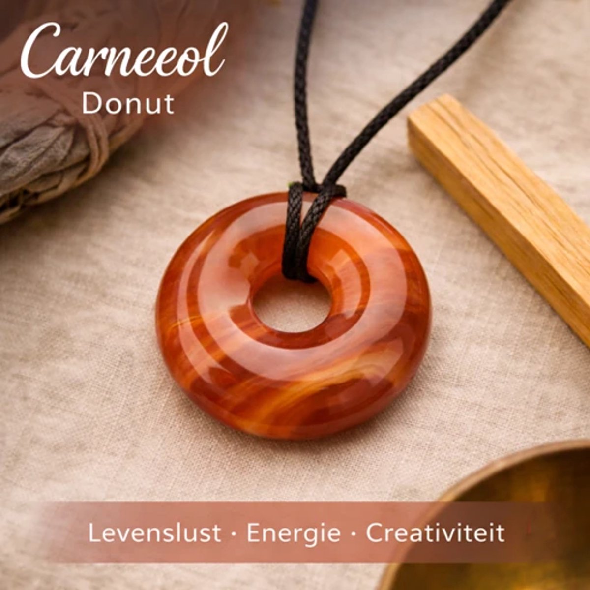 S4H - Gepolijste Donutvormige Carneool Edelsteen 30 mm