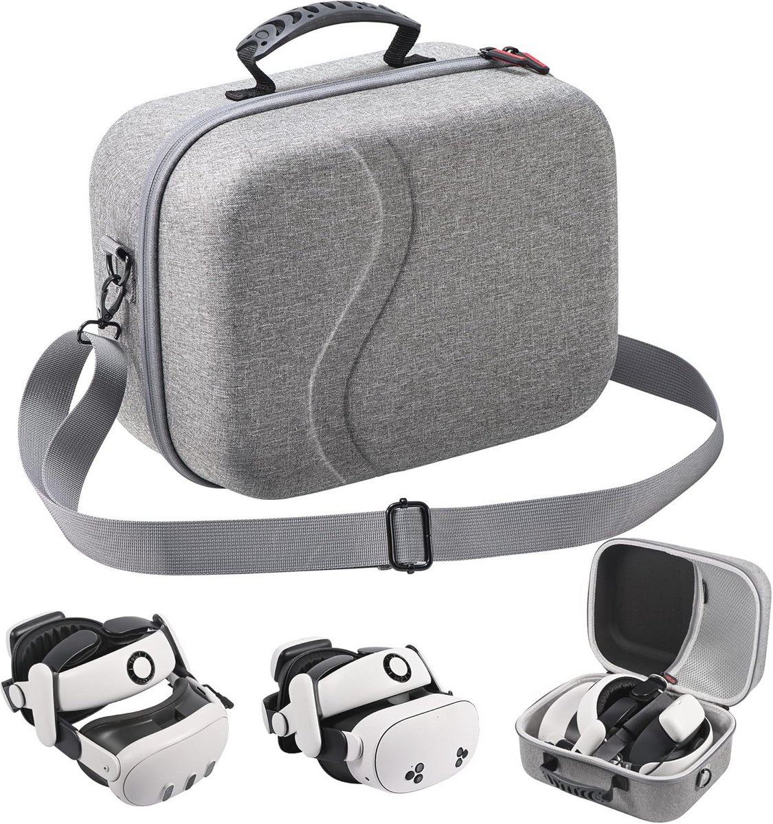 Grote draagtas voor VR-headset en accessoires - Harde reiskoffer XL (Grijs)