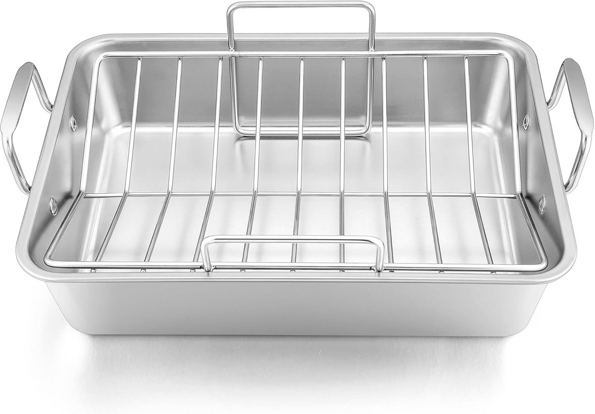 Roestpan met V-vormig Rek voor Oven - Heavy Duty en Vaatwasmachinebestendig