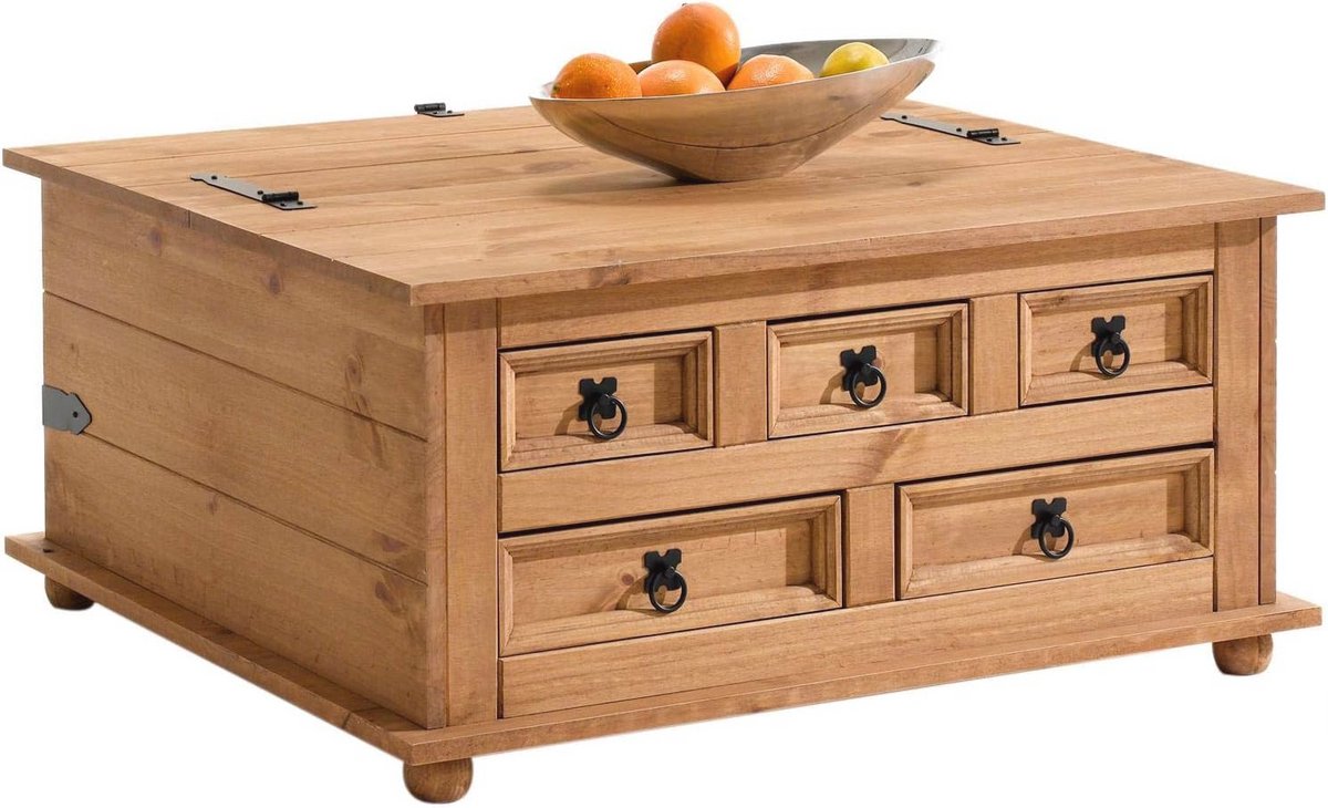 Salontafel in Mexico-stijl met 5 Lades - Natuurlijke Hout Afwerking