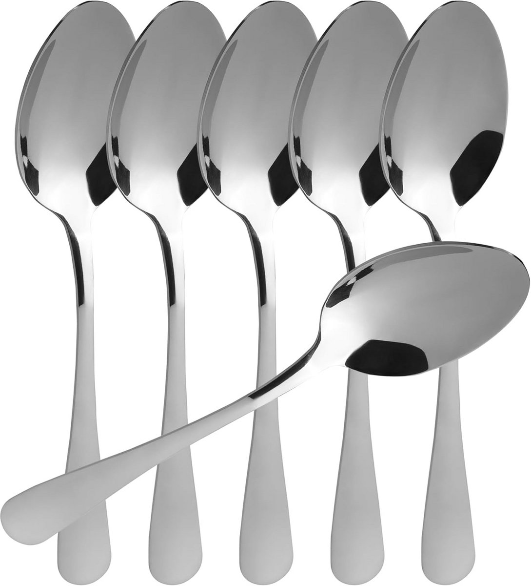 Set van 6 soeplepels van roestvrij staal - 20 x 4,5 cm