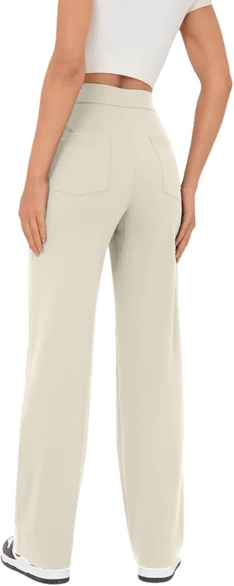 Hoge Taille Sportbroek Dames - Brede Rechtdoor Broek met Zakken en Knoop — afbeelding 5