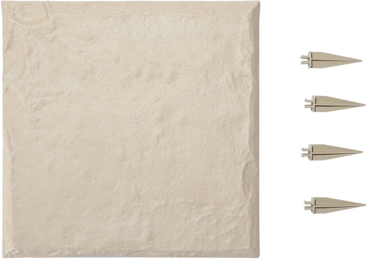 Tuinstapstenen - Kunststof Tuinpad Tegels - Set van 8 - Formaat 39,5 x 39,5 cm - Steenlook - Met Grondpennen - Voor Gazon, Tuinpad en Terras - Beige