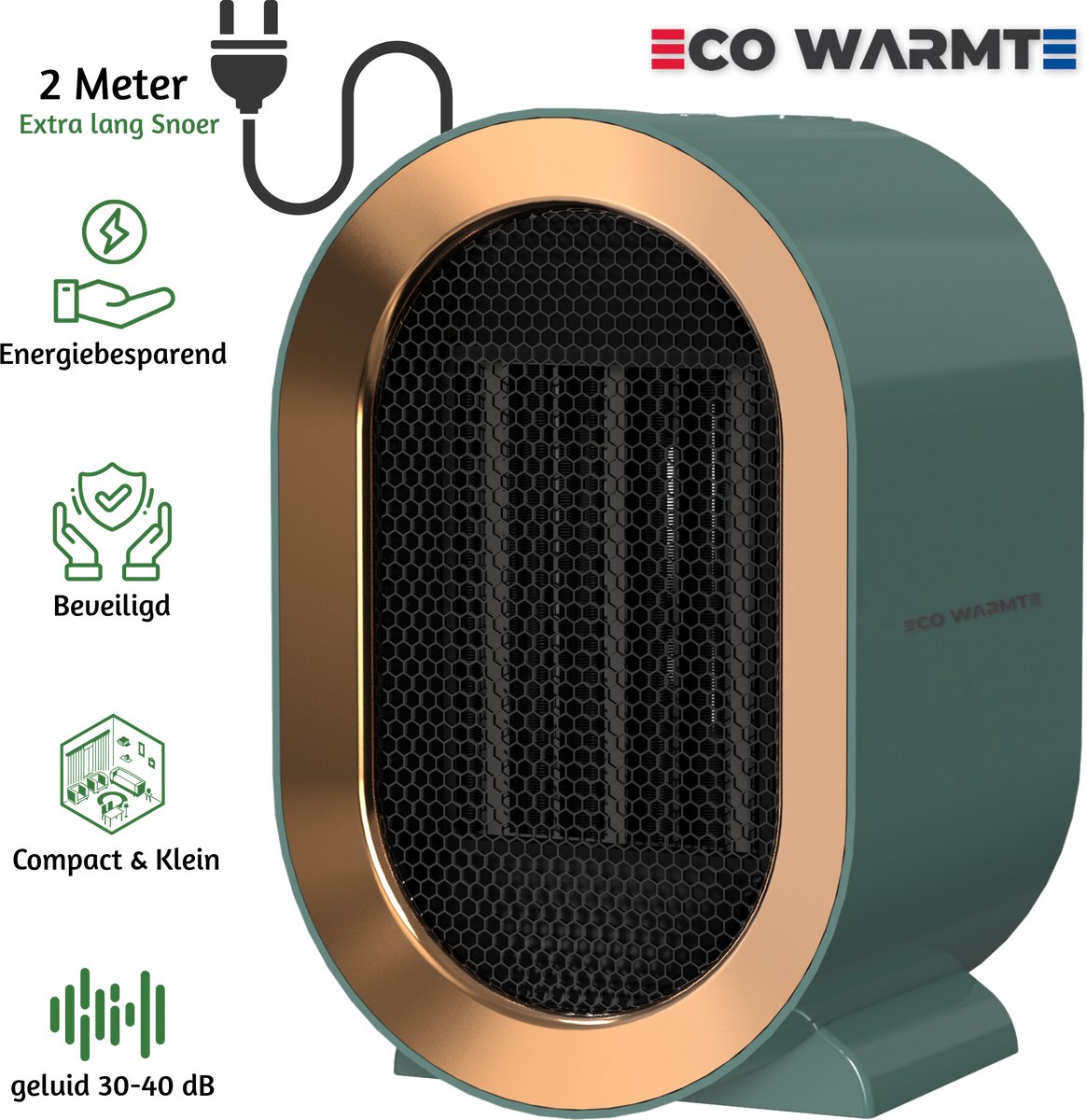 Bol.com Eco Warmte® Premium Elektrische Verwarming - Elektrische Kachel - Ventilatorkachel - Keramische Kachel - Luxe Heater - 2... aanbieding
