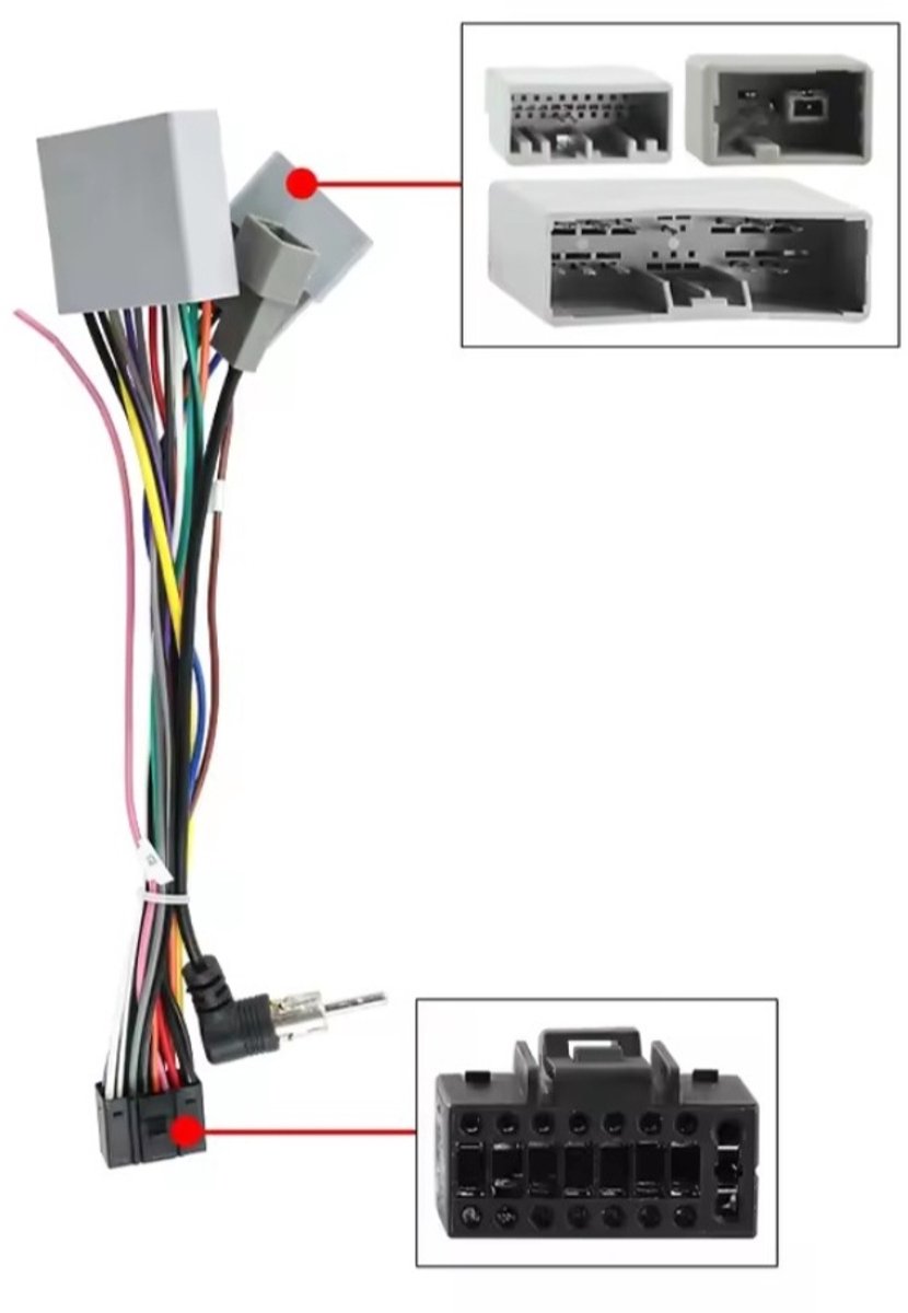 Iso kabelset voor Carplay en Android autoradio | Geschikt voor o.a. Honda CRV, Civic | kabel adaptor stekker connector verloopstekker adapter | 2000 2001 2002 2003 2004 2005 2006 2007 2008 2009 2010 2011