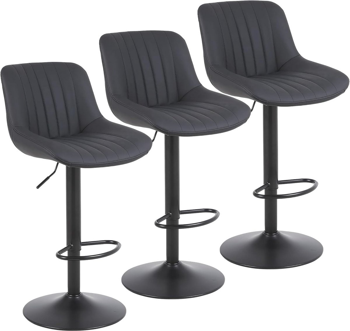 Instelbare Bar Stoelen Set van 3 met Rugleuning – Comfortabele en Moderne Keukenstoelen