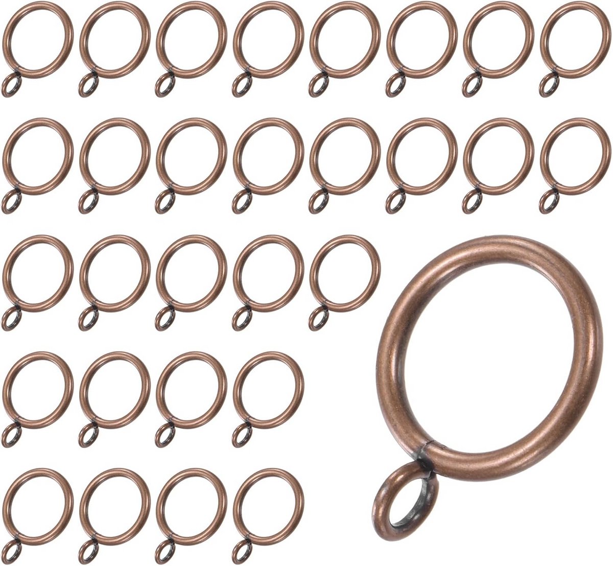 30 Stuks Roodbronzen Gordijnringen voor het Ophangen van Gordijnen - Roestvrij Metalen Ringen