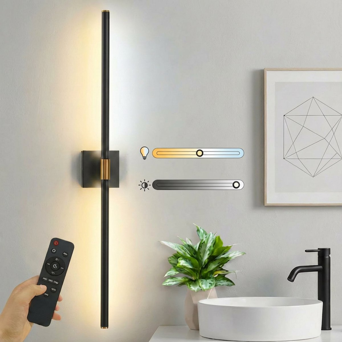 MUPOO Draadloze LED Wandlamp Binnen 360° Draaibaar (1 Stuk)-wandlamp oplaadbaar USB-C met Afstandsbediening &Touch Control,10000mAh - Tot 80 Uur Licht Dimmbaar, wandlampen Voor Woonkamer,Slaapkamer &Hal