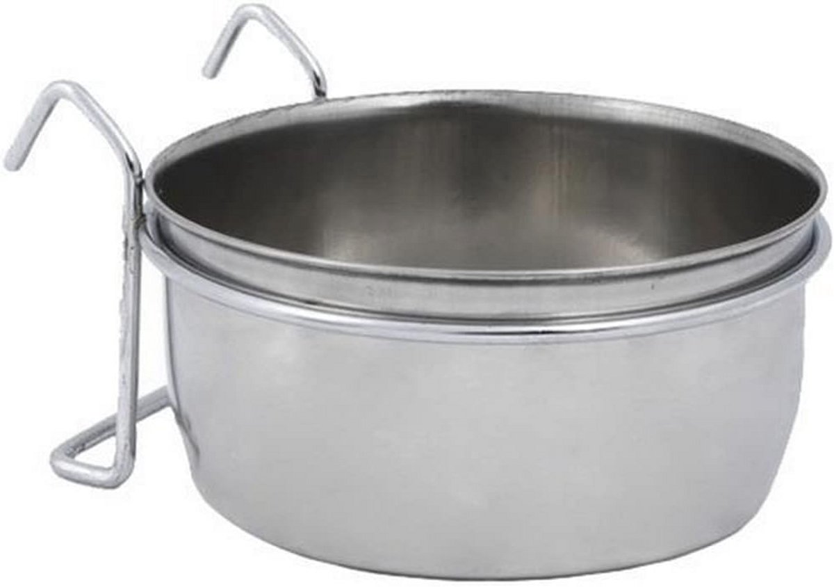 Rvs hondennap met bevestigingsring en haak 9 cm 0,30 l