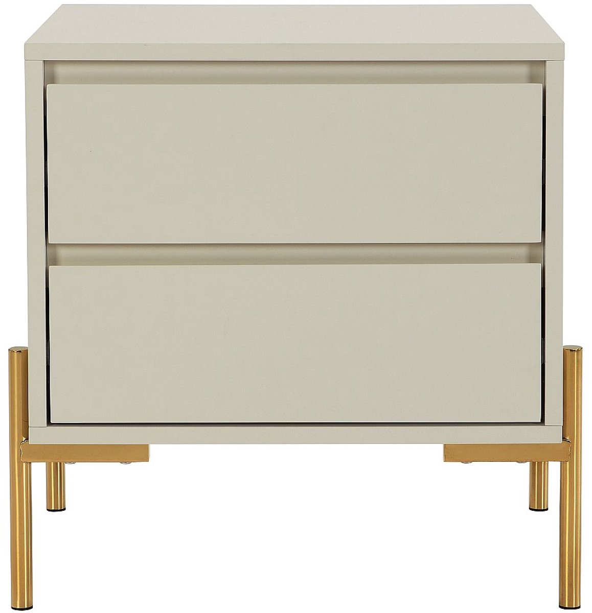 Vente-unique Nachtkastje met 2 lades - MDF en metaal - Beige en goud - KORASA