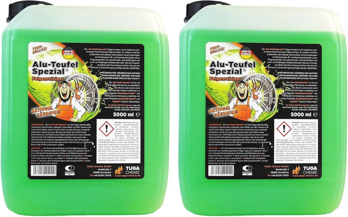 Effectieve Zuidvrije Velgenreiniger - Actieve Gel voor Alu Velgen - 2 x 5 Liter