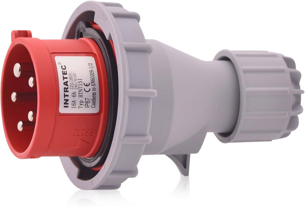 Zware Stroom Fase Omvormer 32A 400V - IP67 Spatwaterdicht 5-polig (3P+N+E)