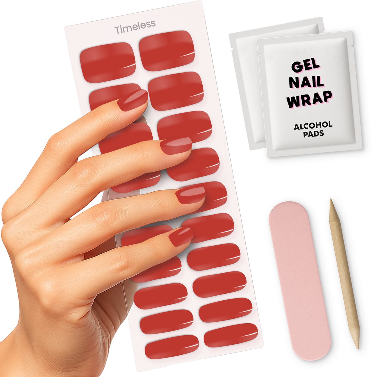 Gel Nail Wrap - Rood - Orange - Gel Nail Wraps - Timeless - Gel Nagel Stickers (incl. Instructievideo)