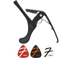 Finesse Universele Capo met Plectrums - Gitaar - Akoestisch - Elektrische - Ukelele - Zwart