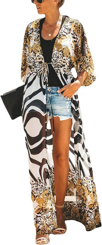 Snyemio Dames strand kimono cardigan zomer lange strandkimono's