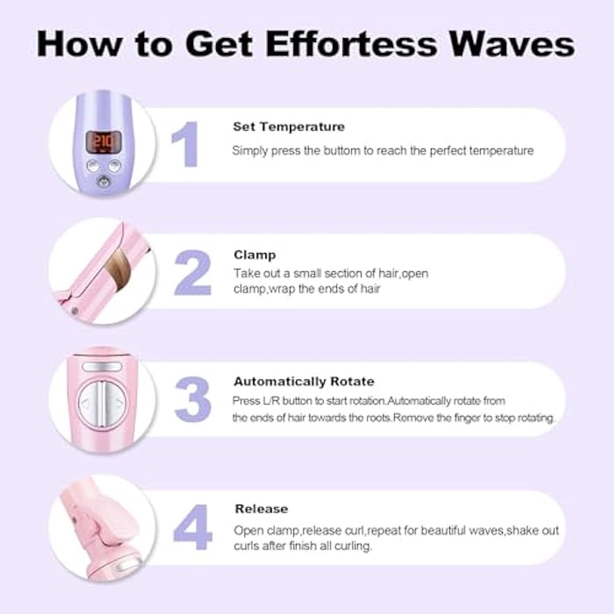 Krultang, 2,5 cm roterende krultang, Geschikt voor lang - afbeelding 2