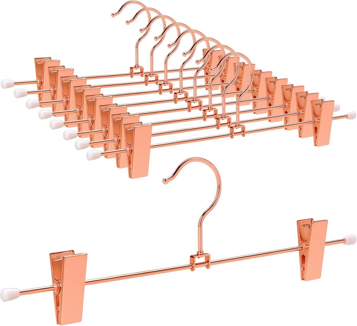 30cm Glanzende Koper Metalen Broek- en Rokhangers met Antislip Clips - Set van 10 Stuks