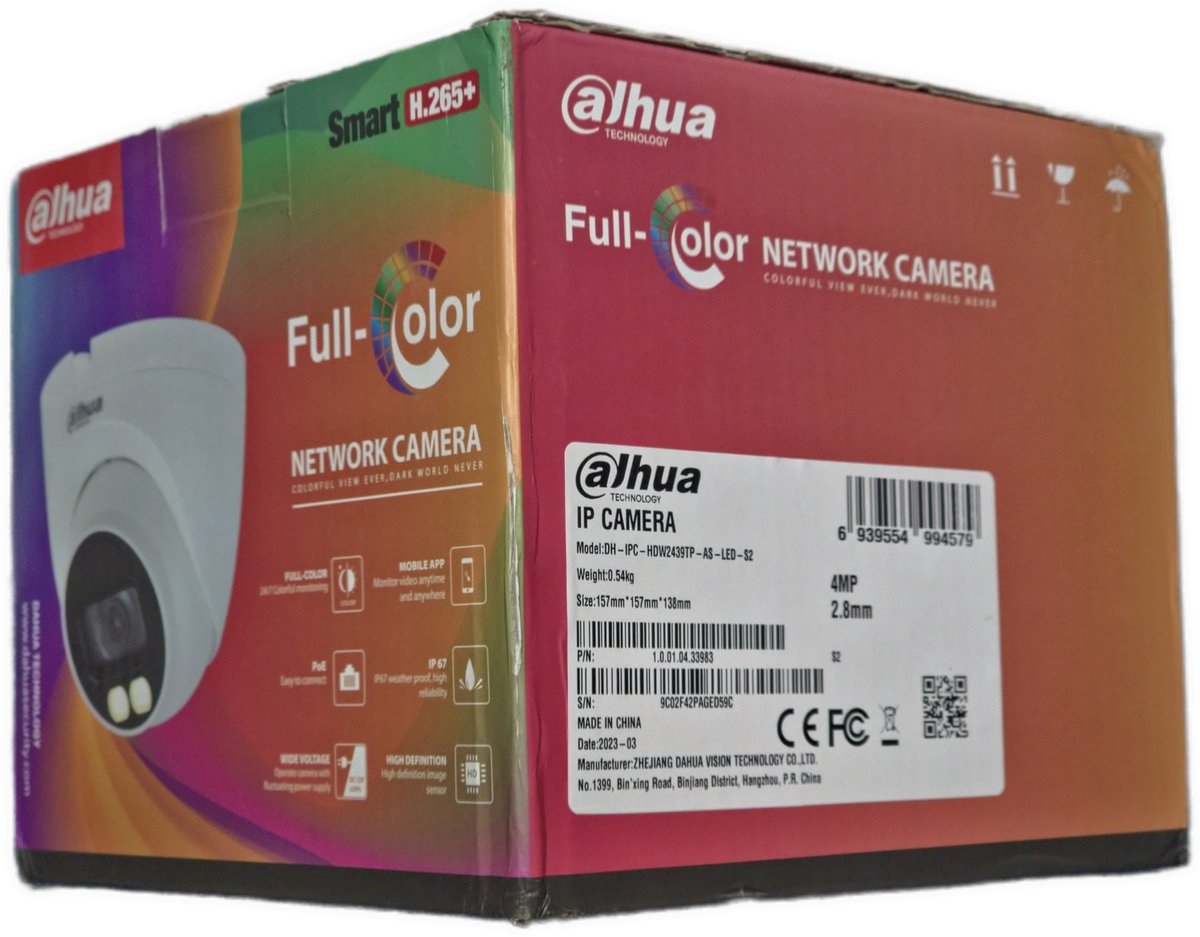 Dahua 4MP IP Camera DH-IPC-HDW2439TP-AS-LED-S2 Beveiligingscamera, full color buiten camera, slim detectie – foto 2