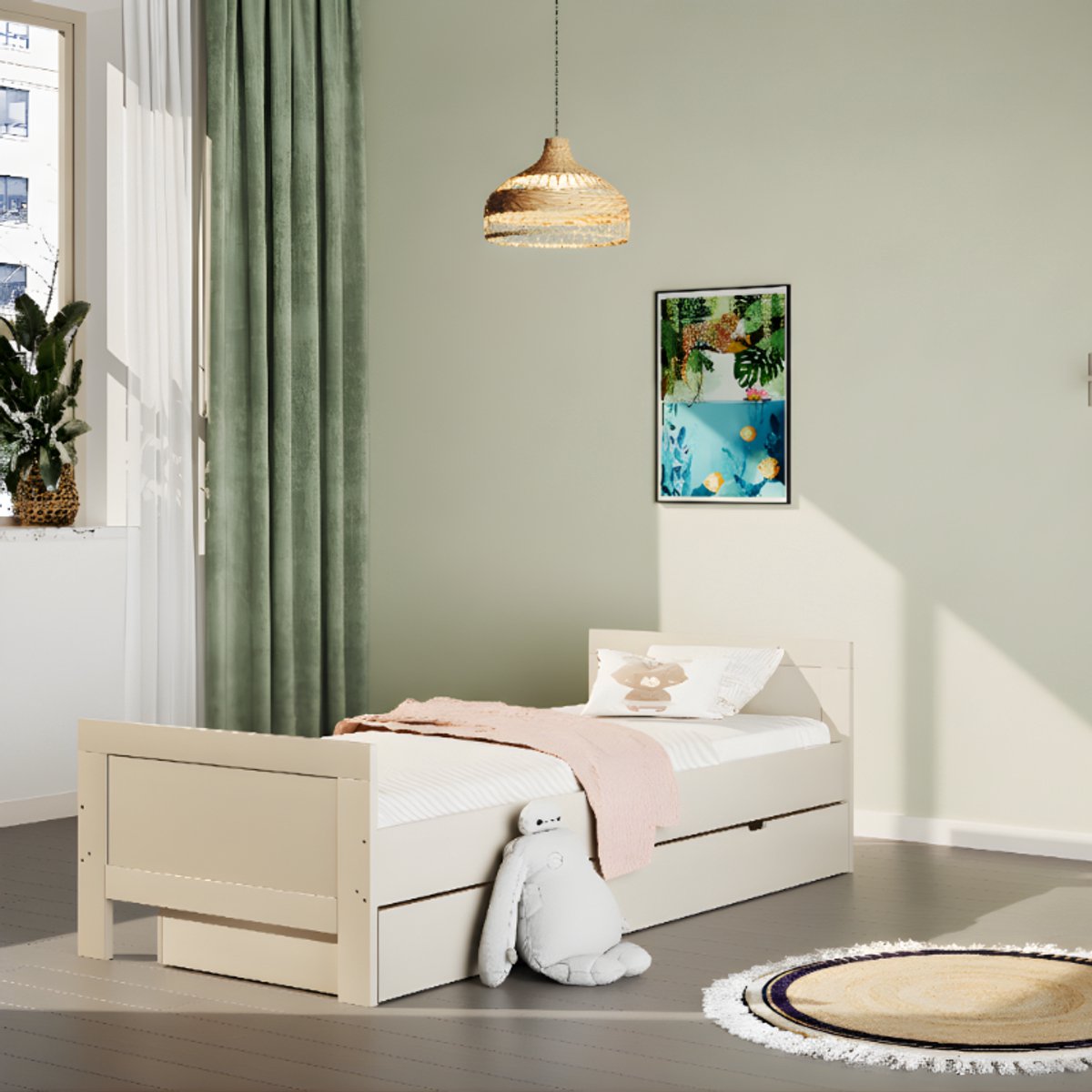 Born Lucky Tienerbed Belmond Clay 90 x 200 cm Met Lade Beige