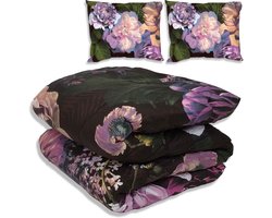 Dekbed zonder overtrek - All year 200x200cm - Paarse bloemen - Wasbaar Dekbed Zonder Overtrek – Hypoallergeen & Antibacterieel – 30 dagen proefslapen - Wasbaar hoesloos dekbed - Bedrukt dekbed - zomerdekbed & winterdekbed