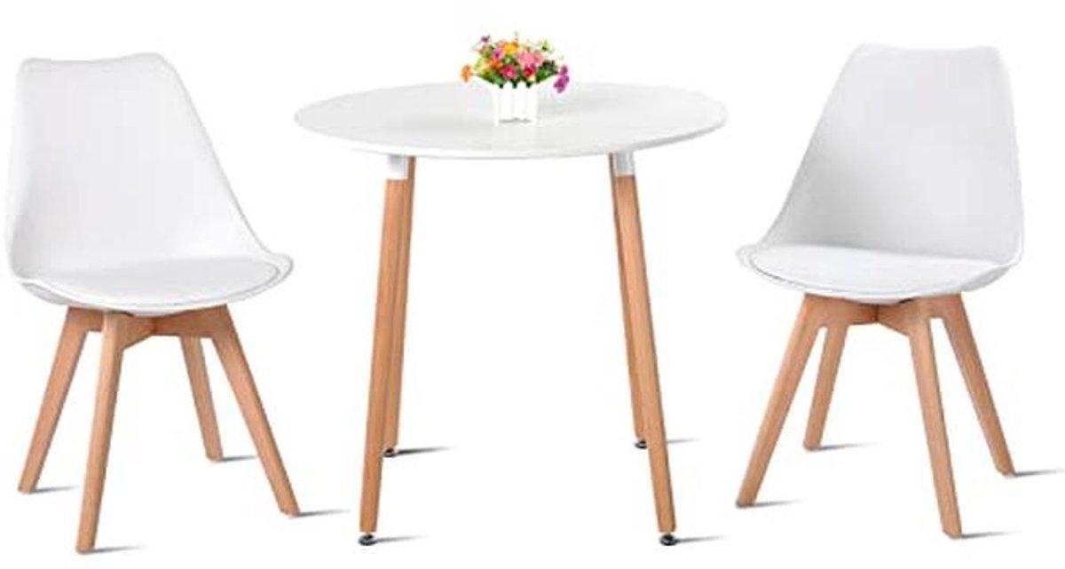 Ronde Eettafelset met 2 Stoelen - Modern en Stijlvol voor Eetkamer en Keuken - 80 cm