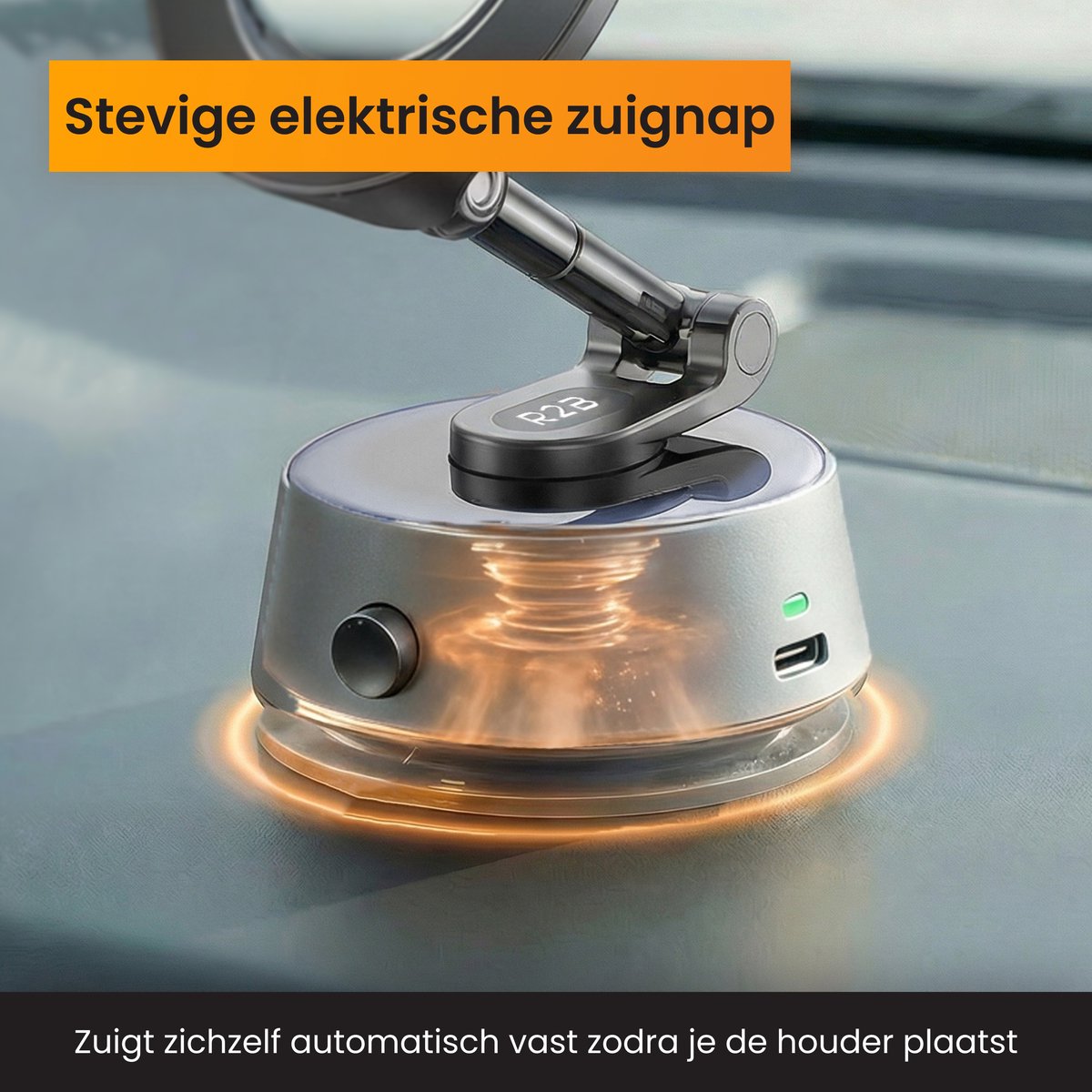 R2B Telefoonhouders Auto met Elektrische Vacuüm Zuignap - Magnetisch & Opvouwbaar - Raam/Dashboard - Dashboardpad - GSM Houder Auto - Autohouder - Geschikt voor MagSafe - Mobiel Telefoon Houder - Auto Telefoonhouder - Phone Holder Car – foto 2
