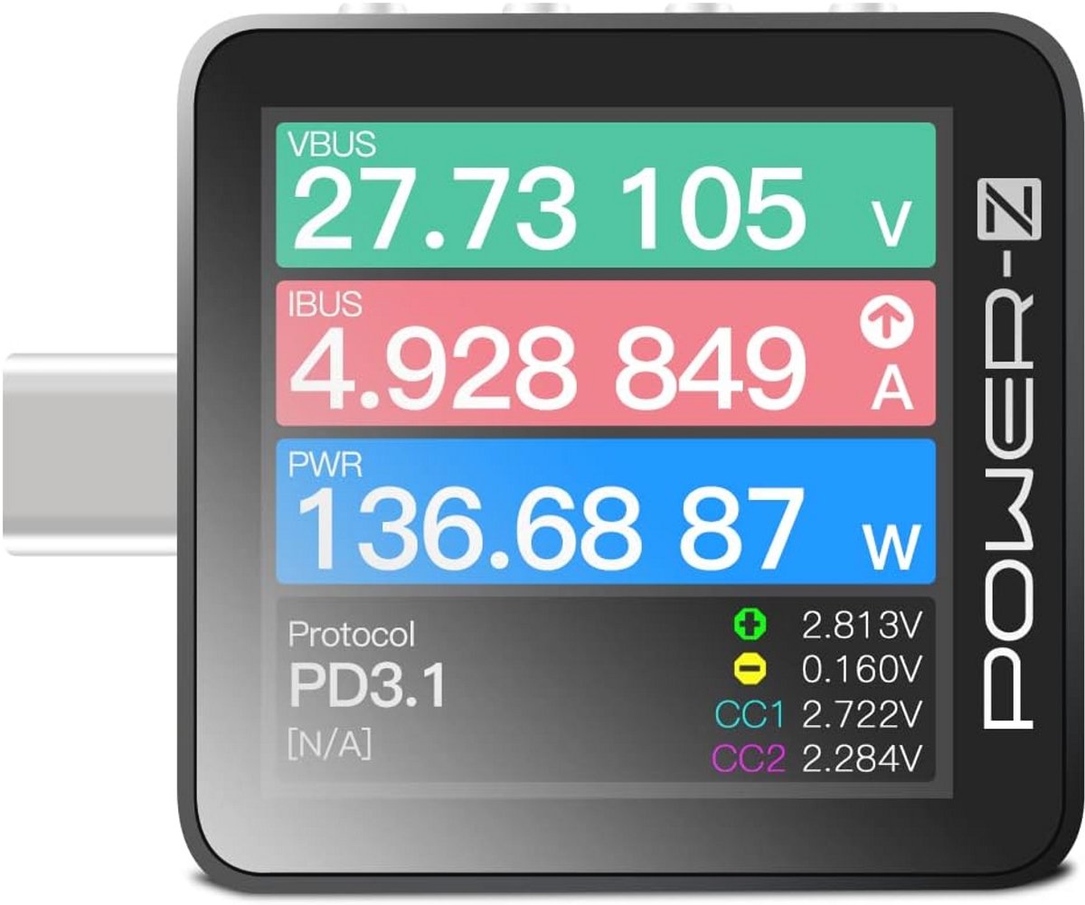 Draagbare USB-C Snellaadtester met Digitale Voltmeter en Ampèremeter