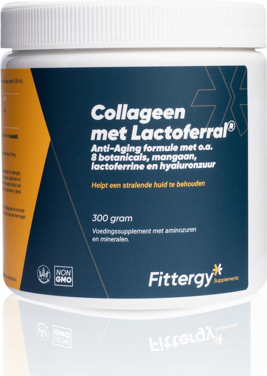 Bol.com Fittergy Supplements - Collageen met Lactoferral® - 300 gram - Anti-Aging formule met o.a. 8 botanicals, mangaan, lactof... aanbieding