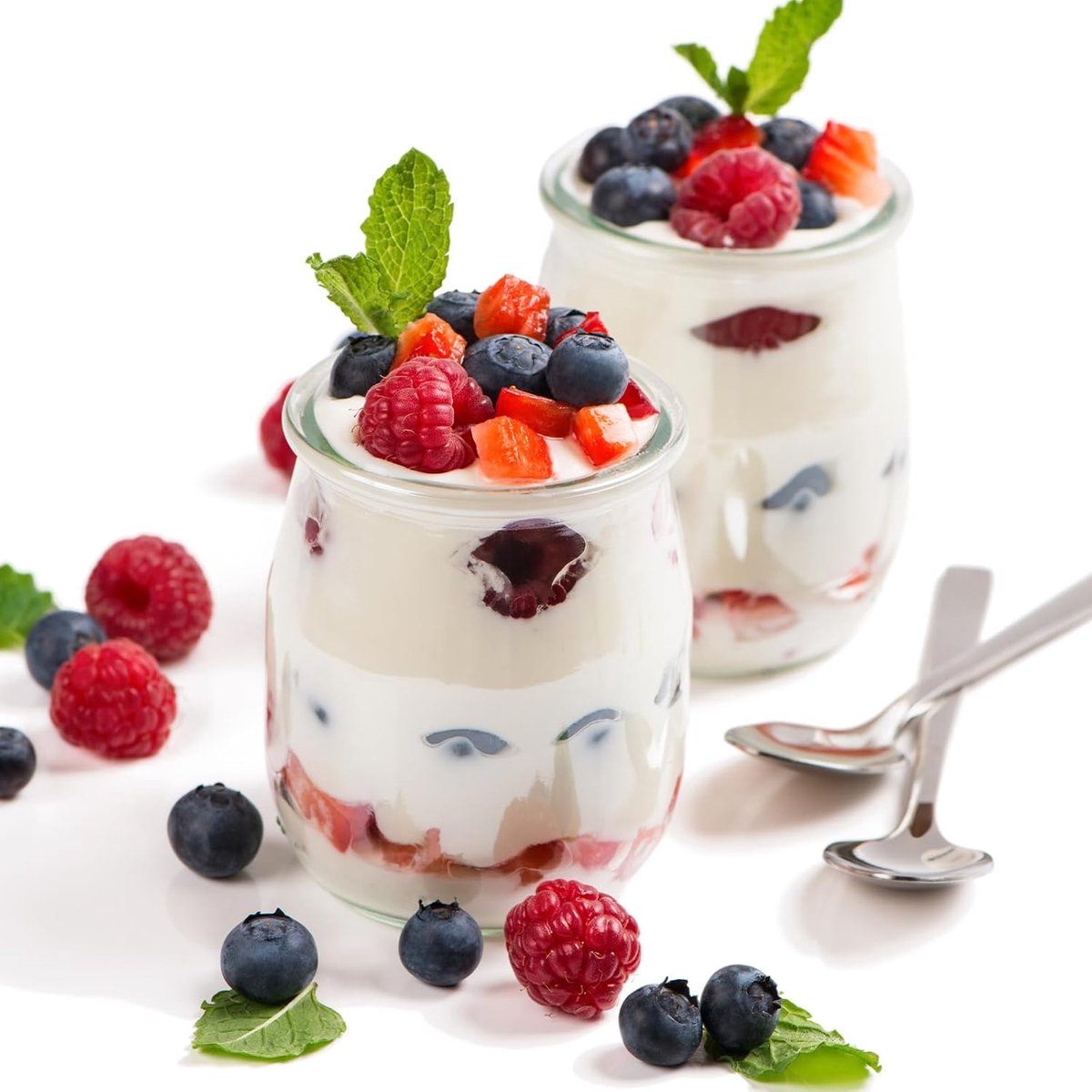 Candala yoghurtpotten met deksels, 12 - heldere dessertglazen, dessertpotten met deksels voor gelei, honing, mousse, ontbijtgranen, desserts, vaatwasser-, vriezer- en magnetronbestendig