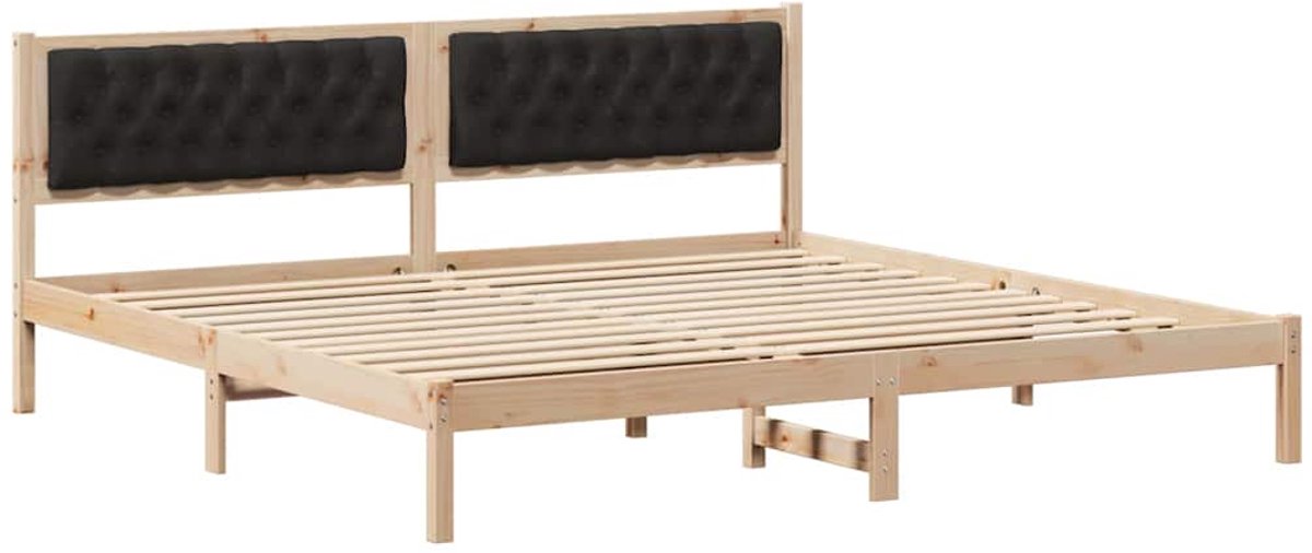 vidaXL Bedframe - met - hoofdeinde - Zwart - 200 - x - 200 - cm - Massief - grenenhout