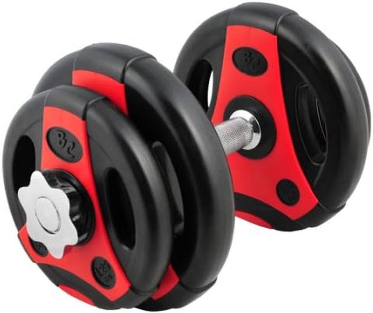 Korte Halterset 10 of 15 kg - Halterschijven Kunststof Ommanteld - Fitness Set