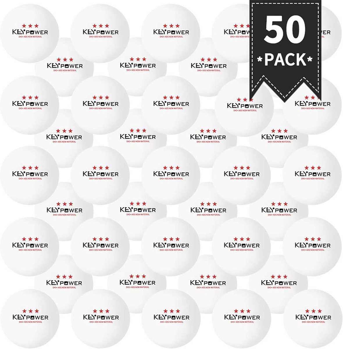 50 Stuks Professionele Tafeltennisballen 3 Sterren K40+ ABS Hars voor Training en Wedstrijd