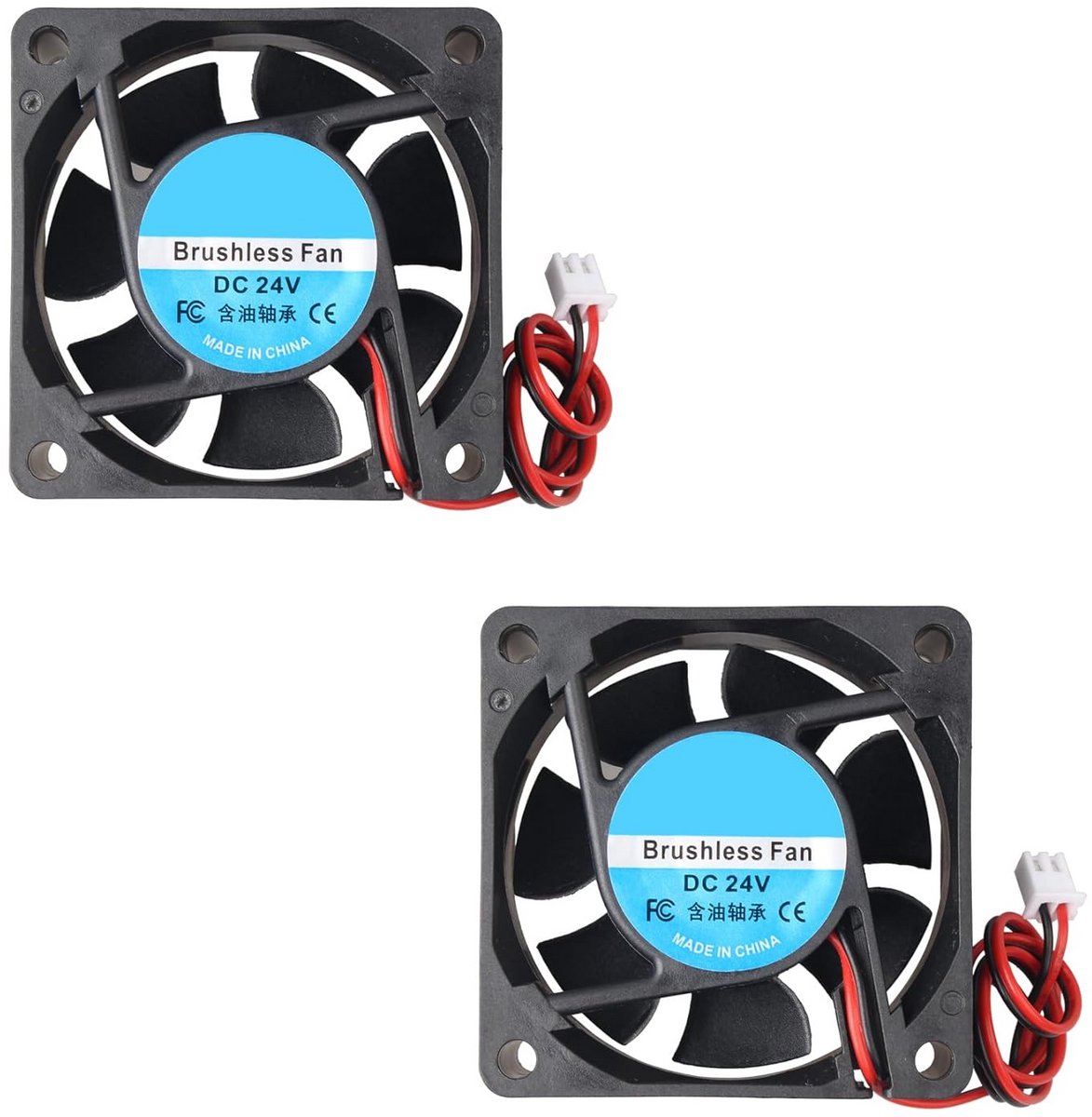 2 Stuks Stille Koelventilator 60x60x25mm DC 24V voor 3D Printer en Computer