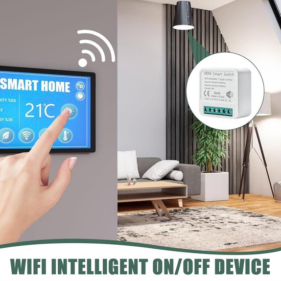 6 stuks Smart lichtschakelaar, module, 2-weg: mini doe-het-zelf wifi- schakelaar, past achter wandschakelaar, smart lichtschakelaar, module compatibel met Tuya app, Alexa en Google Home, neutrale