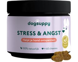 Stress & Angst supplement - Met kip - Minder Blaffen, Meer Rust - 100% Natuurlijk - 60 heerlijke snoepjes - Kalmeringsmiddel voor Honden - Tegen Overmatig blaffen, Trillen, Onrust & Vuurwerkangst - met Hennepzaadolie & L-Tryptofaan