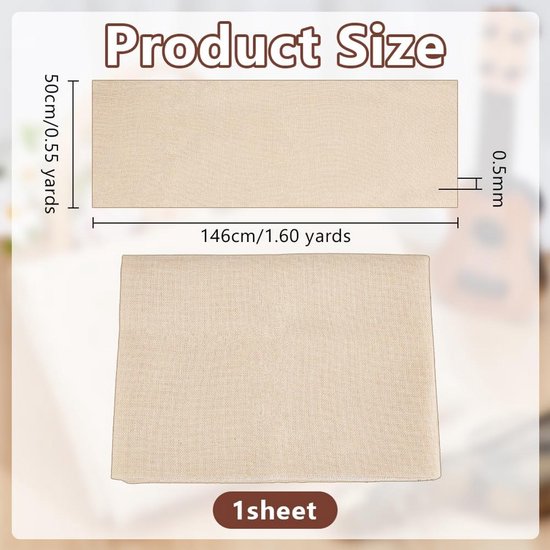 Beige linnen doek van 146cm/1.60 yards bij 50cm/0.55 yards.