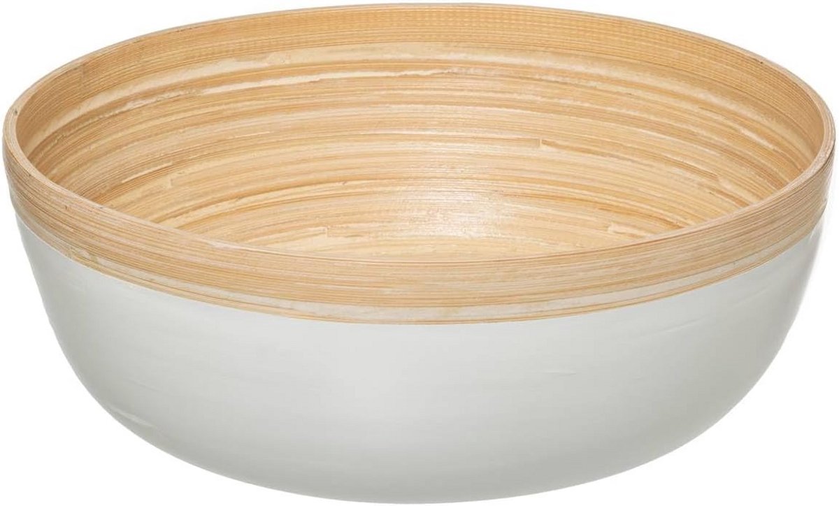 Grote Witte Saladekom 30 cm Ø - Moderne Bamboe Serveerschaal