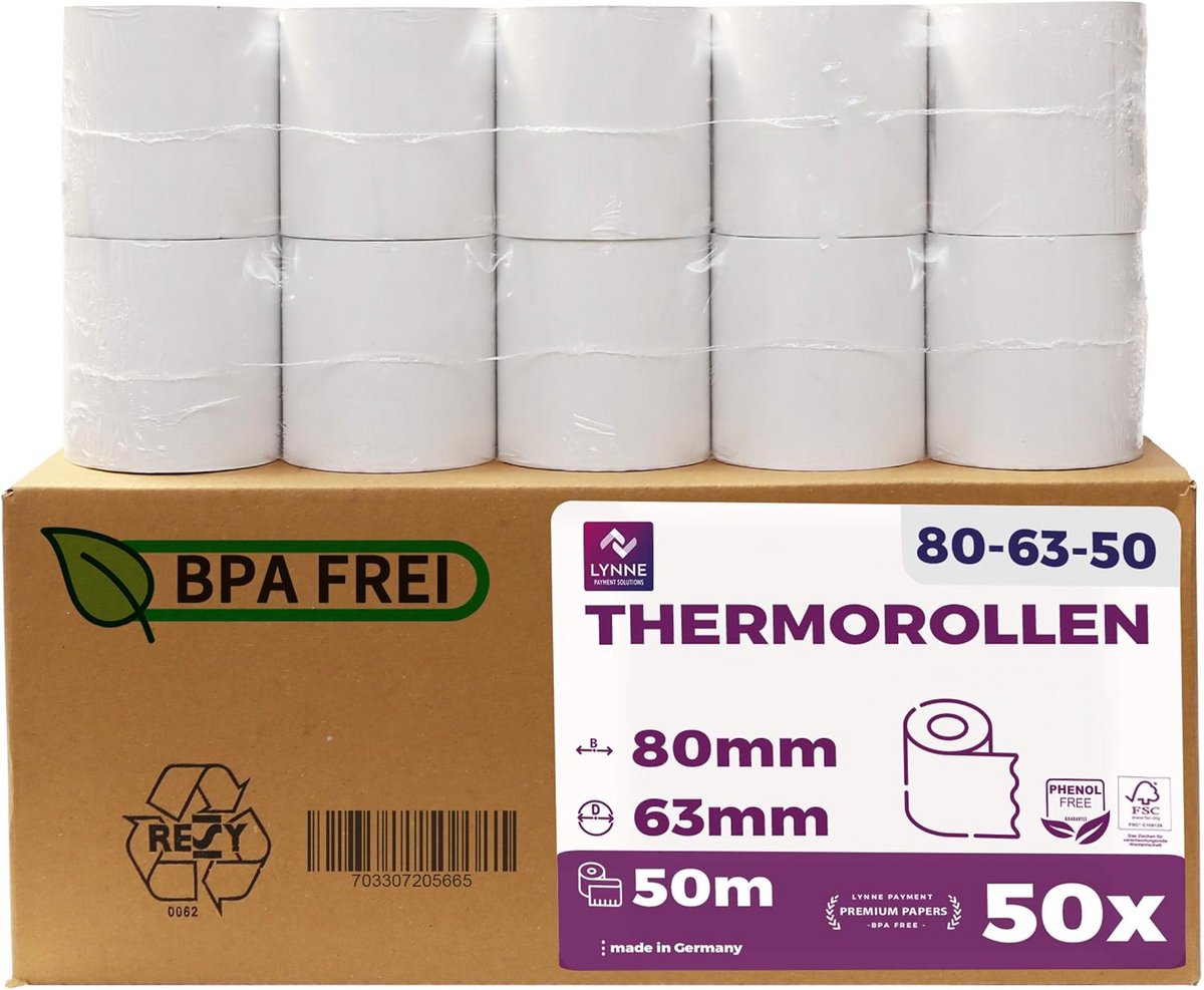 5 Rollen Thermisch Papier 80mm breed voor Kassasystemen en Bonprinters - BPA-vrij