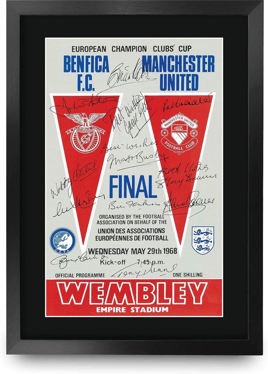 Geluisterde Voetbalposter WK 1968 Finale - A3 - Hoogwaardige Fotoprint in Lijst
