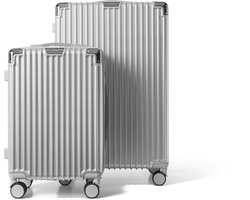 Voyagoux Voyagoux® - Reiskoffer set - Koffers - 2 delig - S/L - Zilver - Koffersets