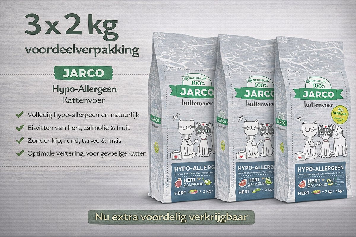 Jarco Premium Cat Vers Hypoallergeen - 3x 2kg Voordeelverpakking