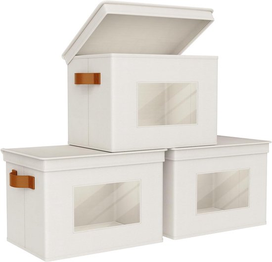 SmartStore - 3 x opbergdoos van kunststof met klassiek deksel, 66 l (59 x 39 x 43 cm), stapelbaar en geschikt voor levensmiddelen, kunststof doos met deksel en versterkte hoeken
