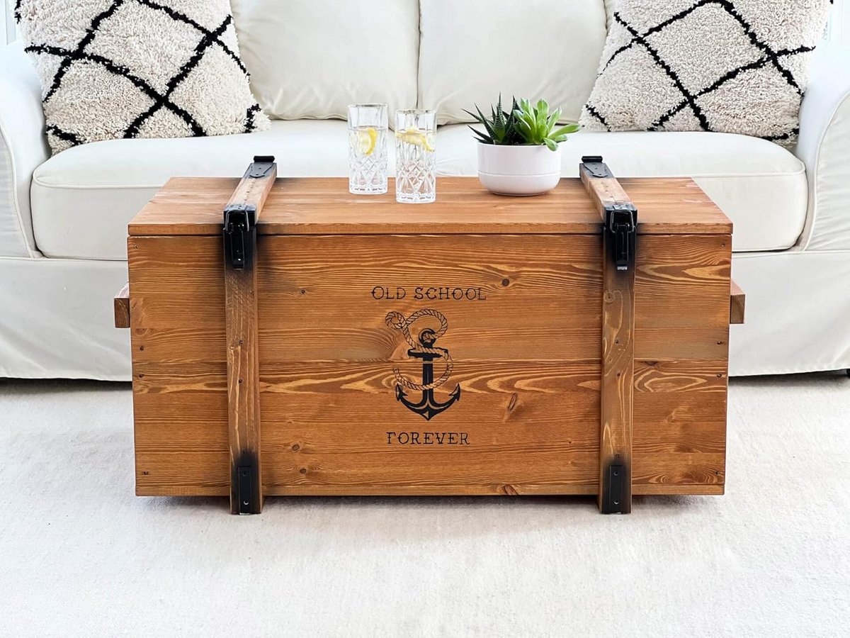 Massief Houten Salontafel in Shabby Chic Stijl met Opbergruimte