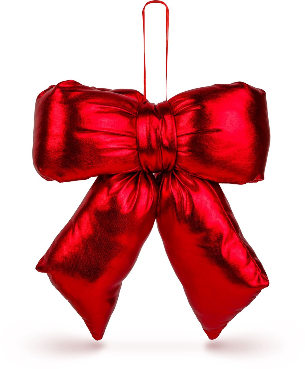 Glitter strik decoratie rood – Grote decoratieve strik 21 x 19 cm – Feestelijke kerstdecoratie voor boom, deur en cadeaus 1 Stuks [59745C]