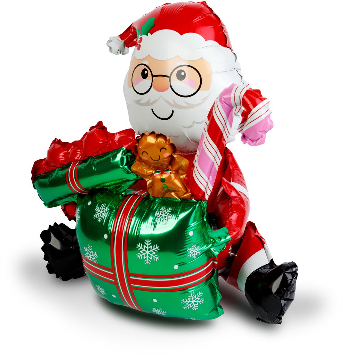 Kerstballon kerstman – Grote folieballon 60 x 65 cm – Feestelijke kerstdecoratie om op te blazen met lucht - 1 Stuks [59743A]