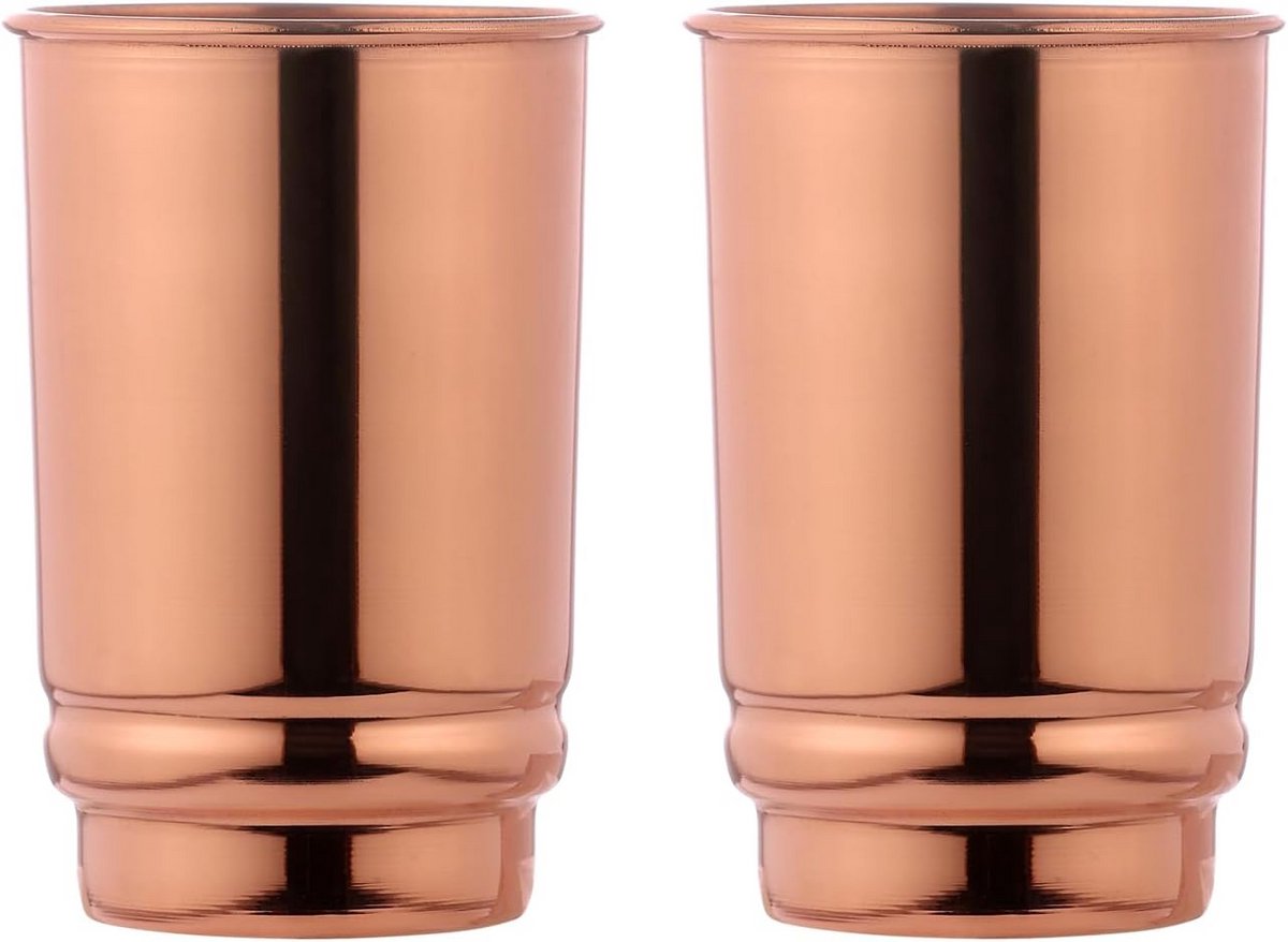 Set van 2 Koperen Drinkglazen 350ml - Zuiver Koper voor Water & Ayurveda