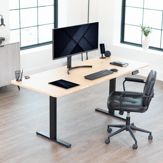 MARK ADLER Xeno 7.6 Elektrisch Hoogteverstelbaar Bureauframe – Dubbele Motor, 80 Kg Capaciteit, 3 Geheugenstanden, USB-poorten, Zwart