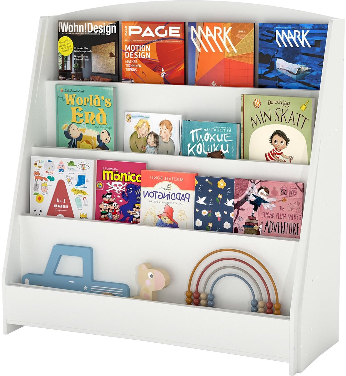 Unyqoos Witte kinderkamer boekenkast met vier vakken voor boeken en speelgoed