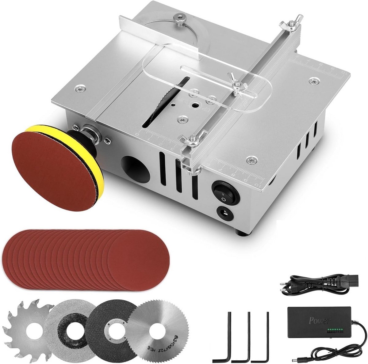 Draagbare Mini Tafelcirkelzaag met 4 Bladen - 7 Versnellingen - Precisie Tool voor Hout en Modelbouw