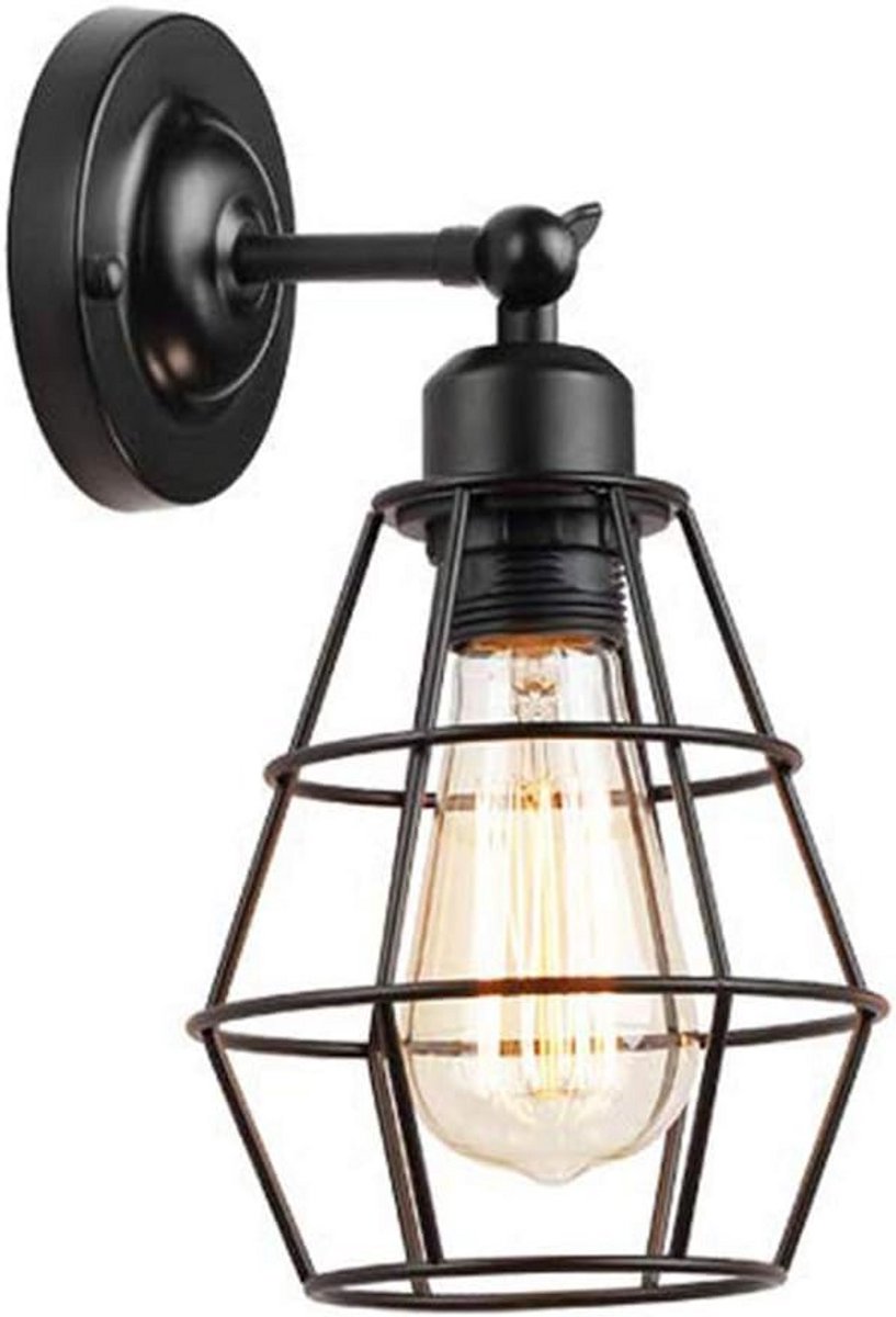 Industriële Wandlamp Zwart Metaal Draaibaar E27 Vintage Stijl Binnenverlichting
